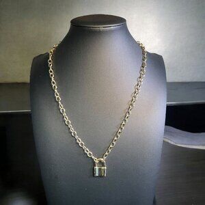 Urban Outfitters Gold Padlock Pendant Necklace Chunky Y2K Grunge Edgy Statement